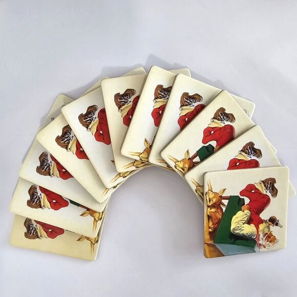 Coca Cola Drink Coaster Santa Claus Collectible Christmas Holiday Set Of 11 - Picture 4 of 8